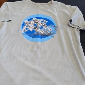 Men's Distressed Bell Light Gray Motocross Graphic Tee Large